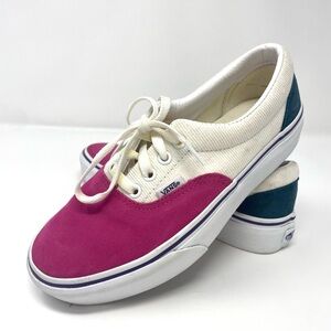 VANS Era Platform Mini Corduroy Multicolor White Platform Shoes Womens Size 7